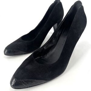 Jil Sander Women's Velvet Leather Trim Pointed Toe Pump Heel Shoes Black Size 36